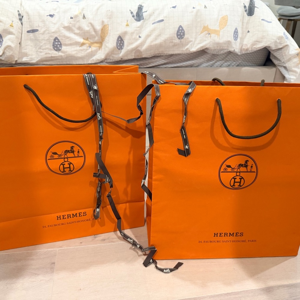 Hermès Orange Shopping Bags